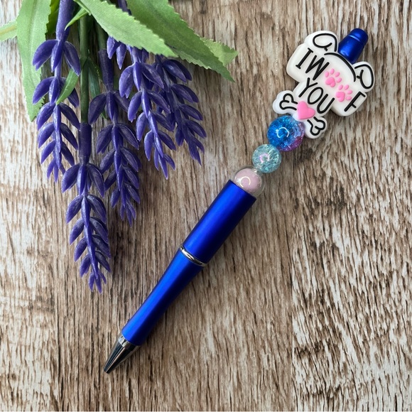 Writing Pen Dog Sloth Castle Artisan Beaded Silicone Custom Handcrafted Office - Picture 4 of 11